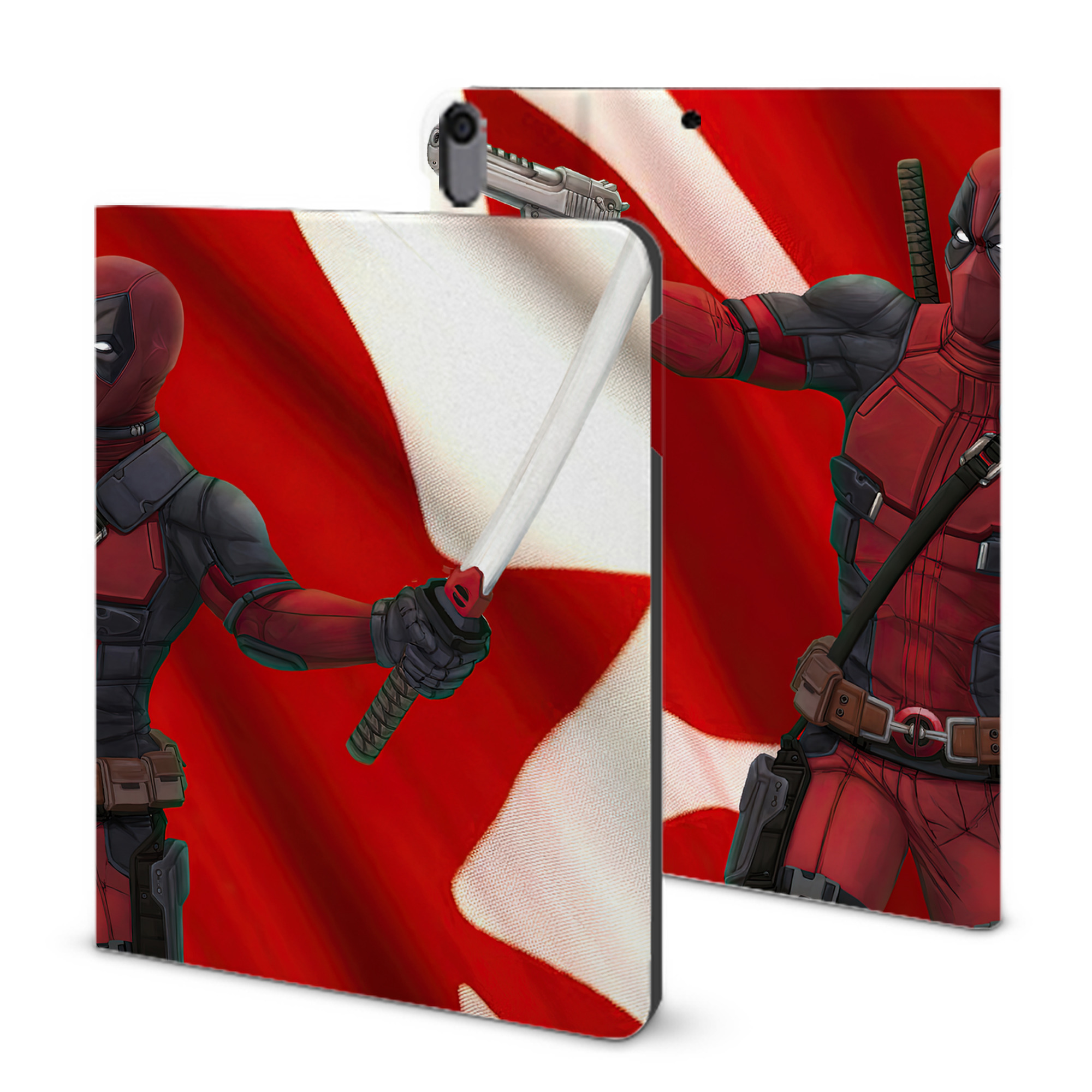 （画像用） Deadpool デッドプール IPad ケース ブック型 PUレザー TPU 耐衝撃 軽量 薄型 ペン収納なし 全面保護 IPad 各モデル対応